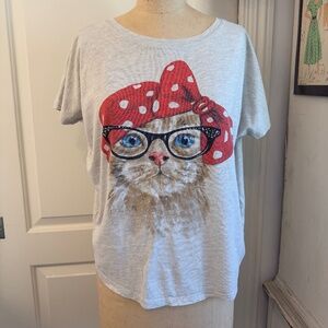 Adorable cat art dolman sleeve t-shirt